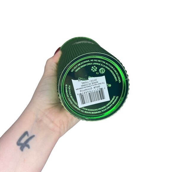 Starbucks Christmas Holiday 2023 Studded Chrome Metallic Green Tumbler Venti - Picture 4 of 7